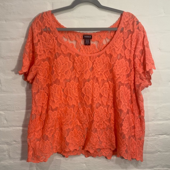 Torrid Corral Sheer Lace Cropped Blouse - Picture 2 of 7